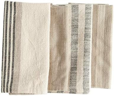 Creative Co-Op Taupe, Black & Cream Striped Cotton Woven Napkins (Set of 4 Pieces) Entertaining T... | Amazon (US)
