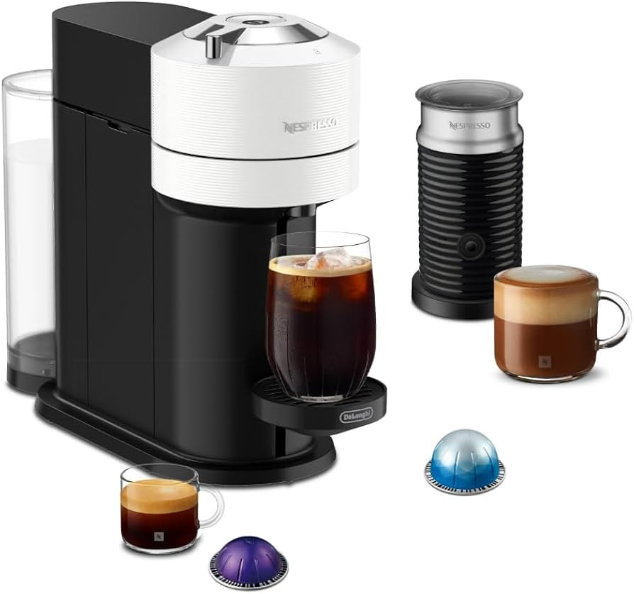 Nespresso Vertuo Next Coffee and Espresso Maker by De'Longhi with Aeroccino Milk Frother, White | Amazon (US)