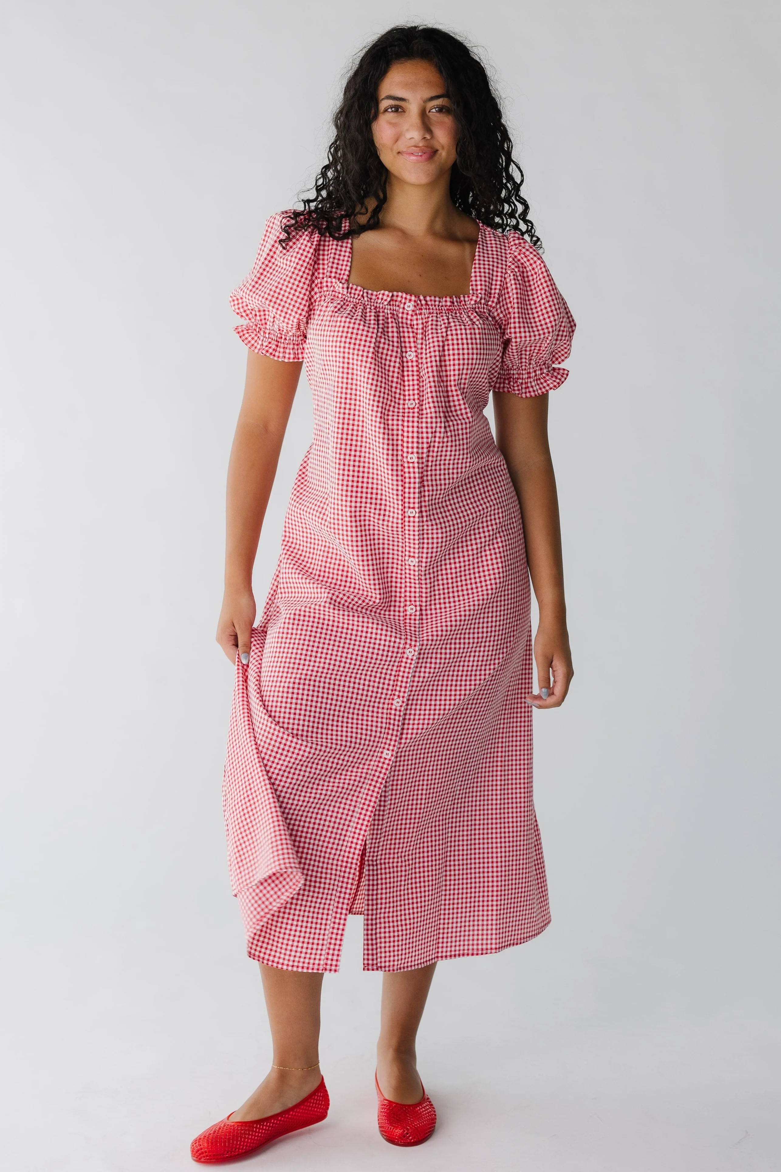 Margo Gingham Puff Sleeve Maxi Dress | Called To Surf