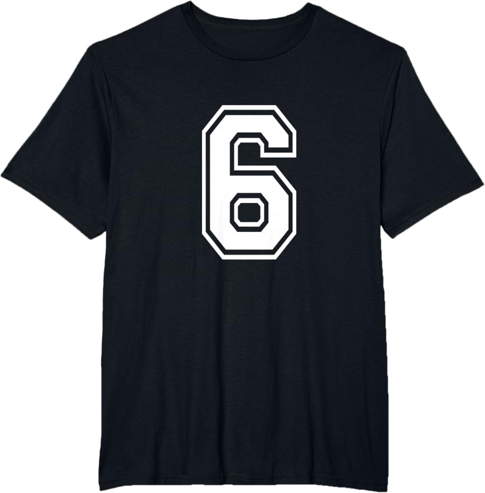 Number 6 Varsity Sports Team Jersey 6th Birthday 6 Years T-Shirt | Amazon (US)