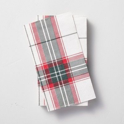 14ct Holiday Plaid 3-Ply Disposable Hand Towel Red/Green - Hearth &#38; Hand&#8482; with Magnolia | Target