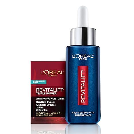 L'Oreal Paris Revitalift 0.3% Pure Retinol Night Serum, Reduce Deep Wrinkles, Fragrance Free 1 oz... | Amazon (US)