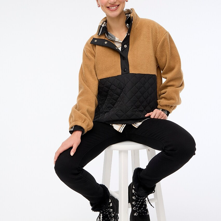 Quilted sherpa half-zip | J.Crew Factory