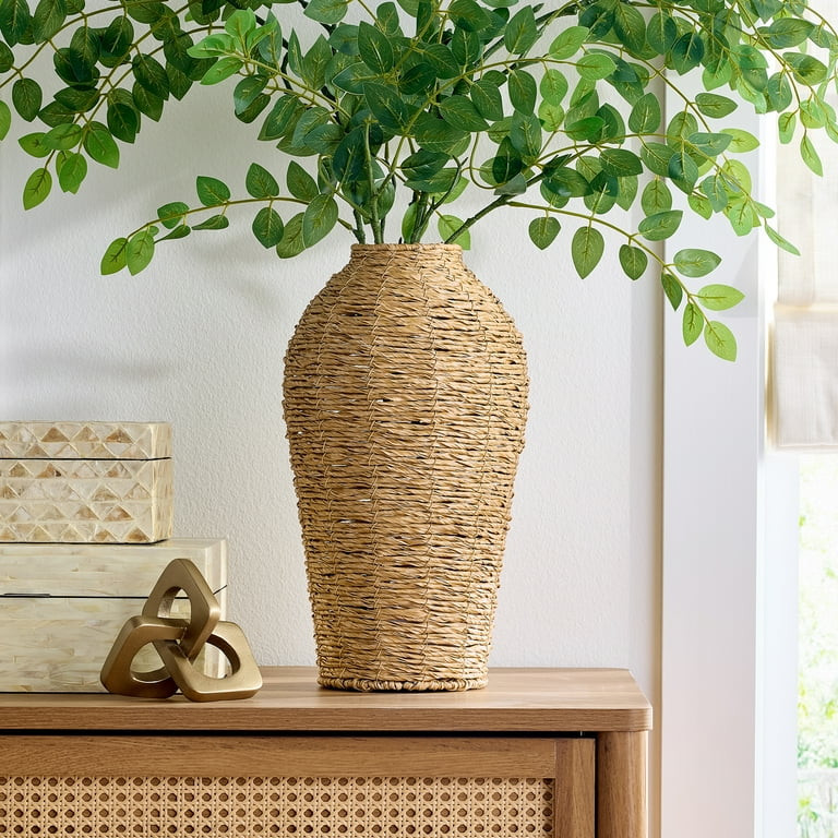 Better Homes & Gardens 15" Woven Faux Seagrass Floor Vase | Walmart (US)