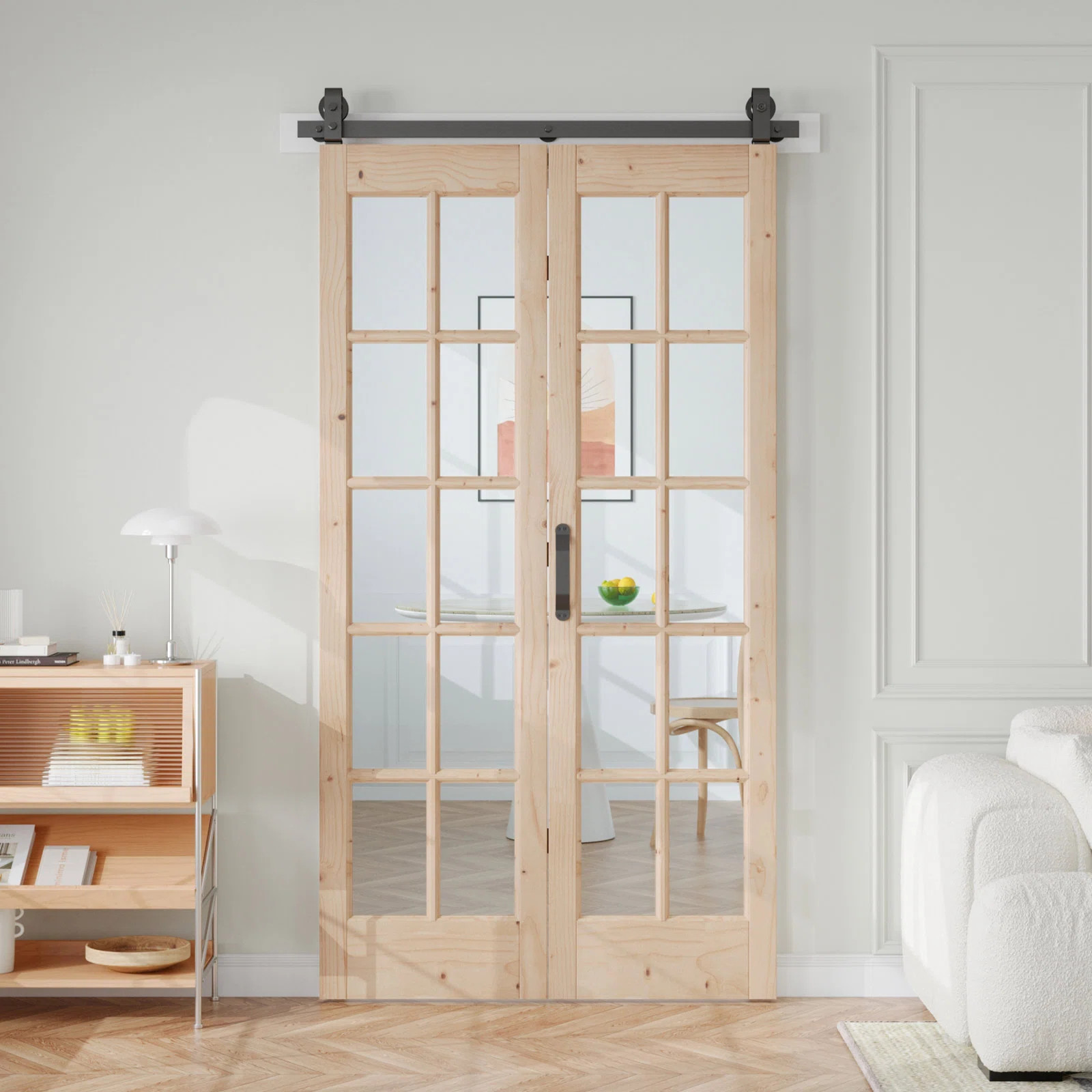 Glass and Solid Wood Bi-Fold Door with Installation Hardware Kit | Wayfair North America