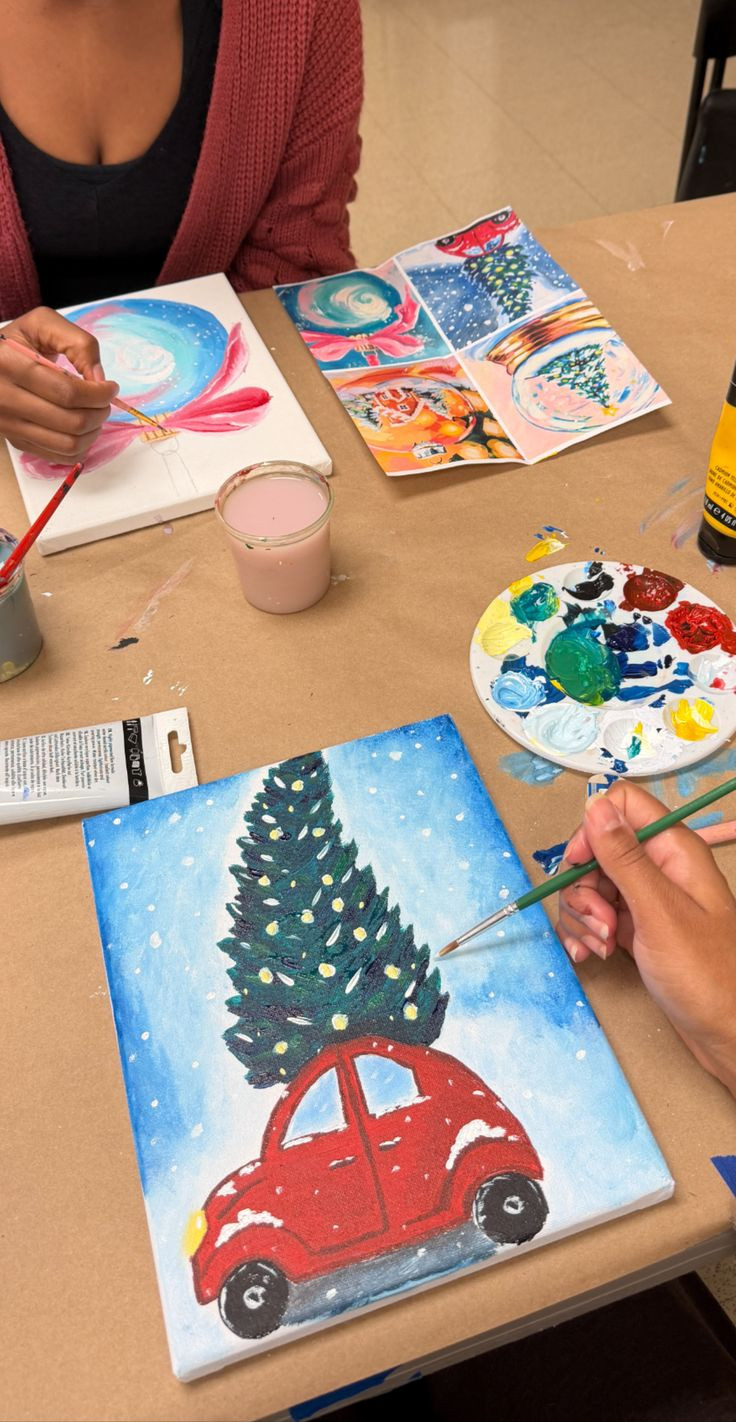 i didn't know id have this much fun painting acrylic with my friend lol 🚗🎄🎨  

 #LTKHoliday #LTKHome #LTKKids