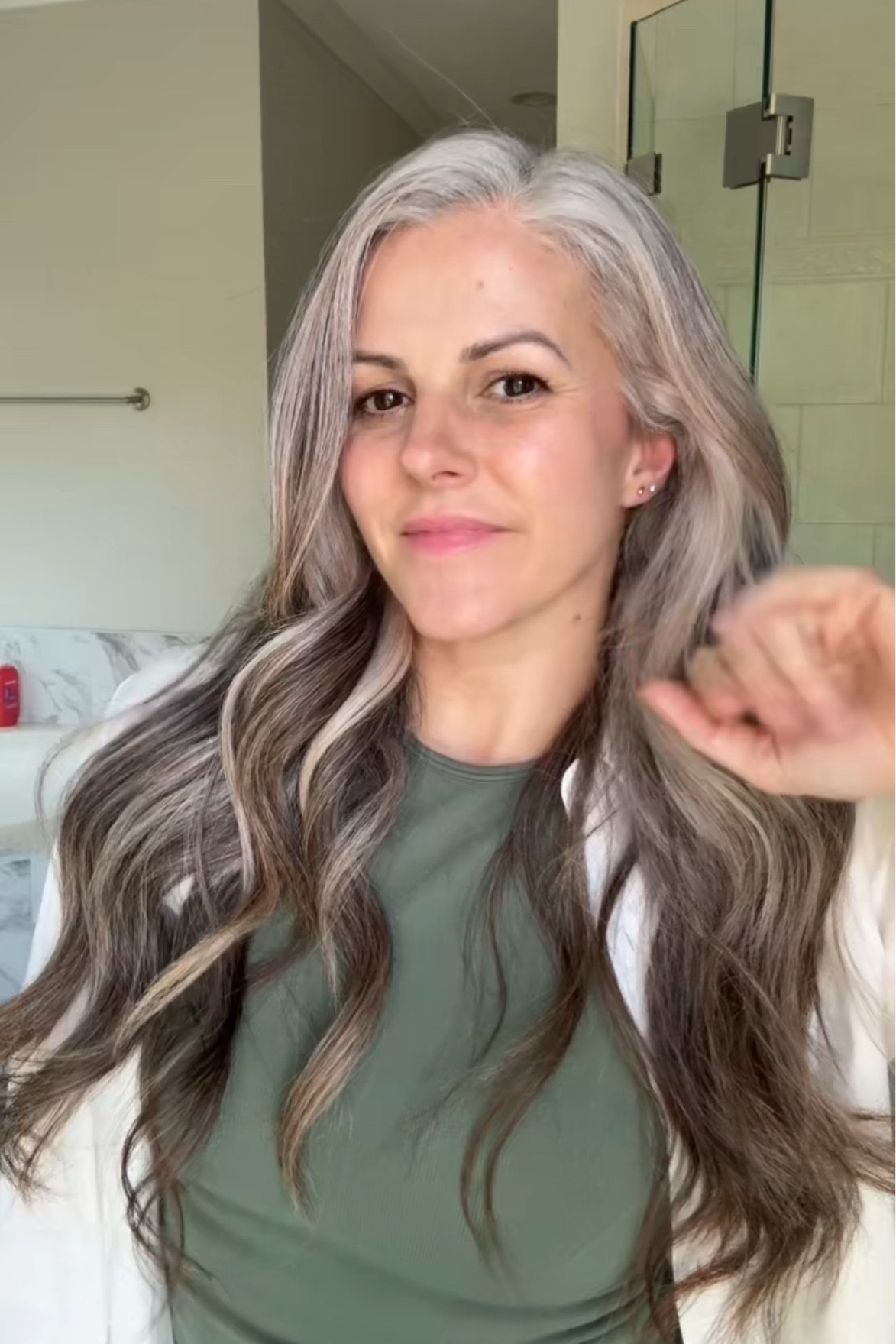 Long loose curls 

#LTKBeauty #LTKHoliday #LTKOver40