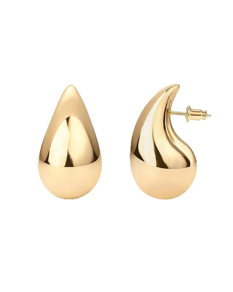 PAVOI 14K Gold Plated 925 Sterling Silver Post Teardrop Chunky Hoop Earrings - Lightweight Drop E... | Amazon (US)