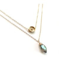 Gold Labradorite Layer Necklace, Pendant, Layer, 14K Filled Chain, Cz Coin Pendant | Etsy (US)