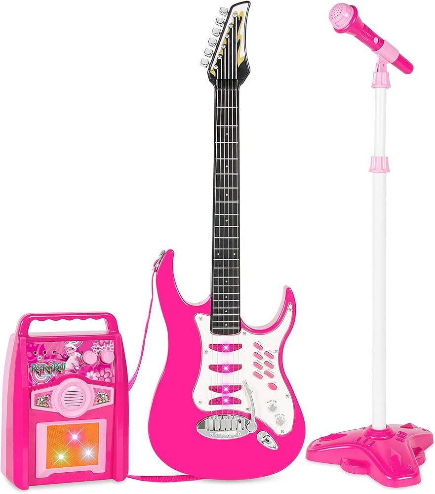 Best Choice Products Kids Electric Guitar Play Set w/Whammy Bar, Microphone, Amp, AUX, Pink | Amazon (US)