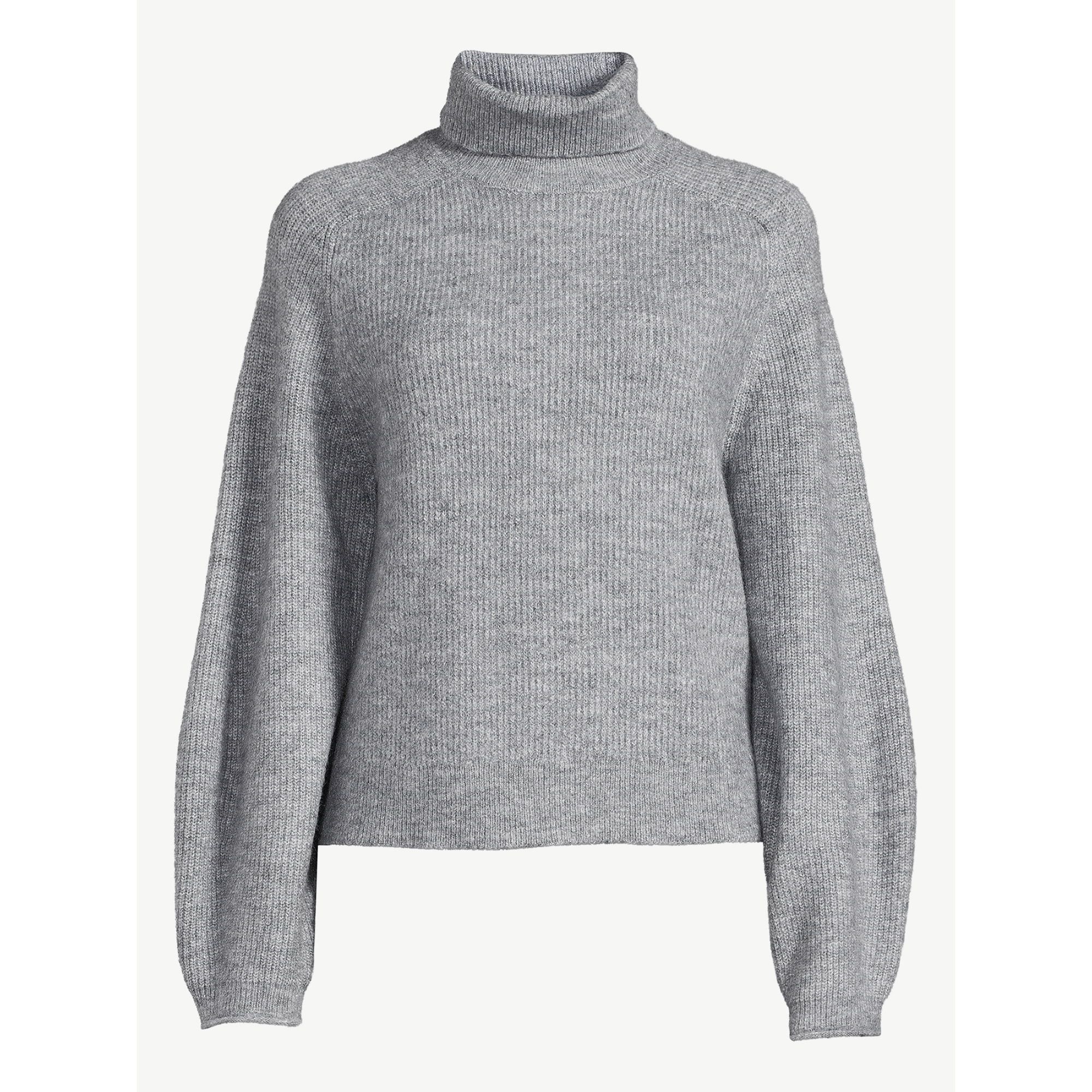 Scoop Women's Ribbed Oversized Turtleneck Sweater with Long Sleeves, Sizes XS-XXL | Walmart (US)