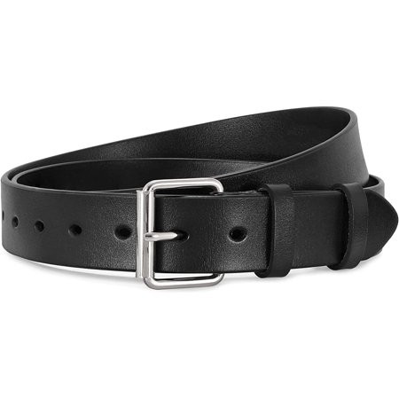 Womens Black Belt Black Faux Leather Belt with Black Buckle for Women Jeans Dress | Walmart (US)