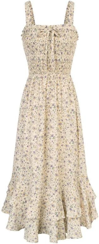 GRACE KARIN Women's 2023 Summer Floral Boho Dress Square Neck Strapped Swing A Line Beach Long Ma... | Amazon (US)