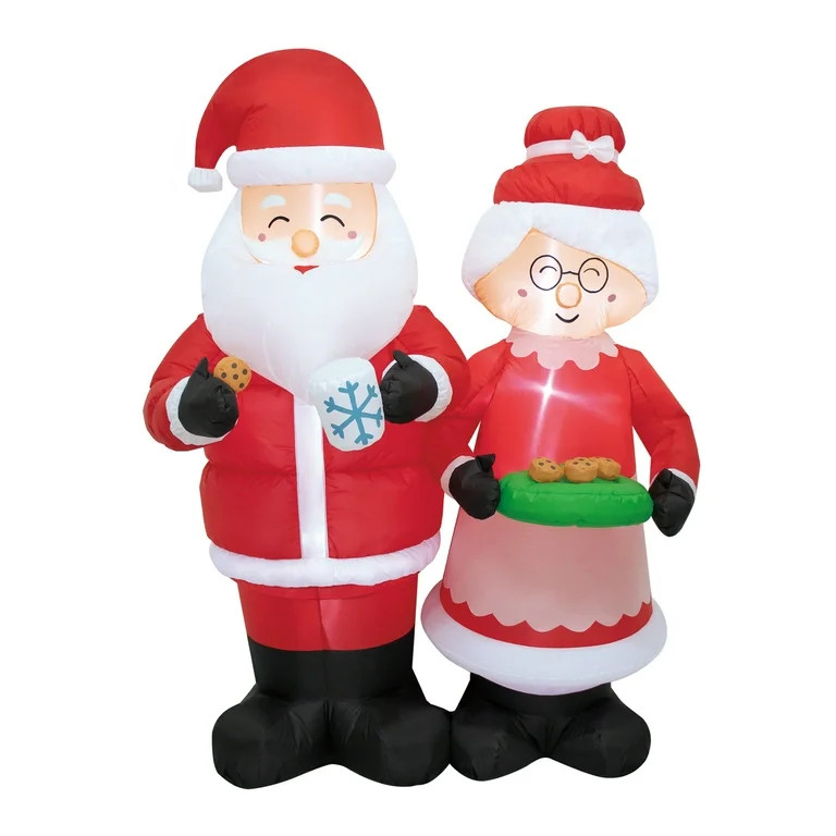 6 ft Santa and Mrs. Claus Tea Time Christmas Airblown Yard Inflatable, Red, by Holiday Time | Walmart (US)