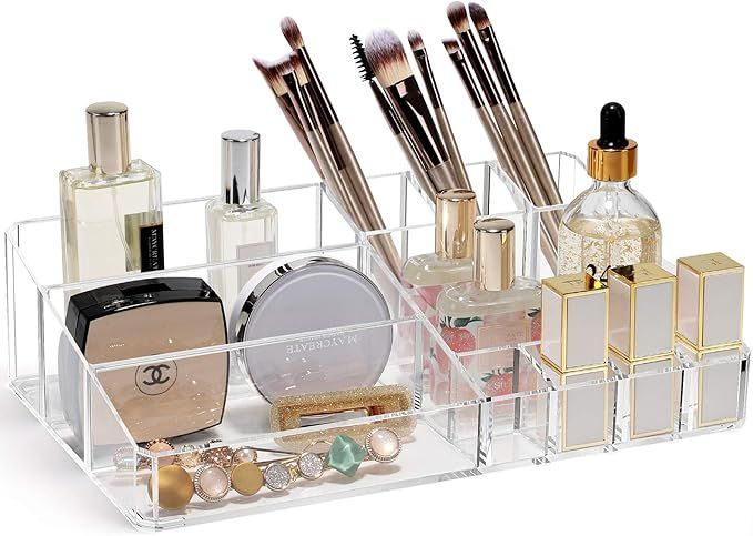 Syntus Makeup Organizer, Clear Plastic Vanity Cosmetic Palette Storage Box Acrylic Makeup Display... | Amazon (US)