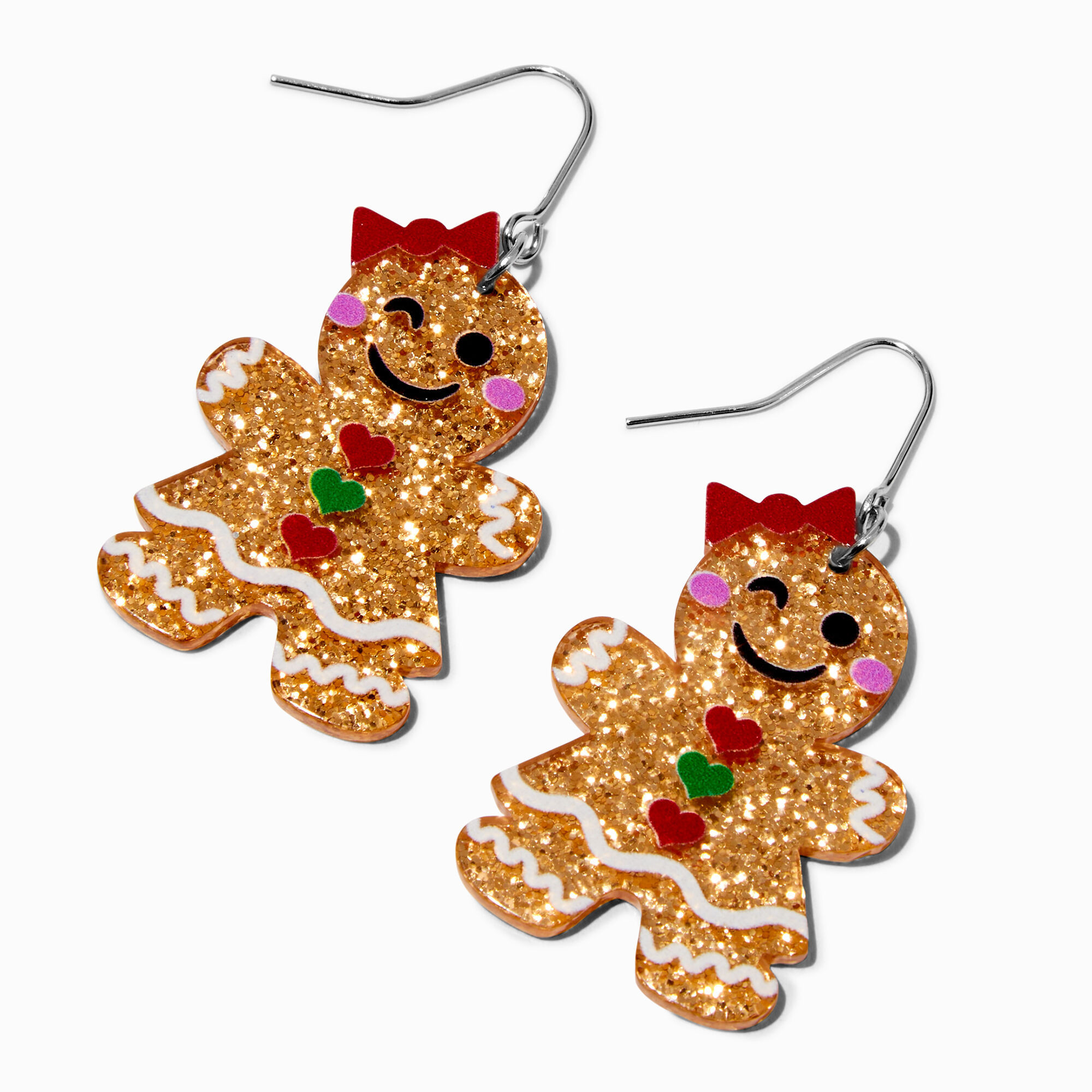 Gingerbread Cookie Glittery Drop Earrings | Claire's (US)