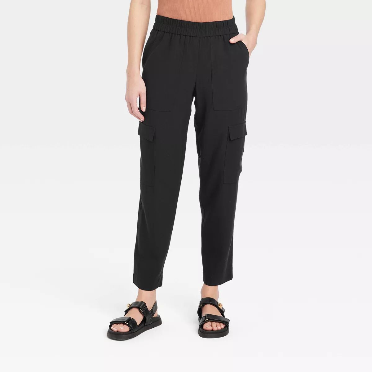 Women's High-Rise Ankle Cargo Pants - A New Day™ Black S | Target