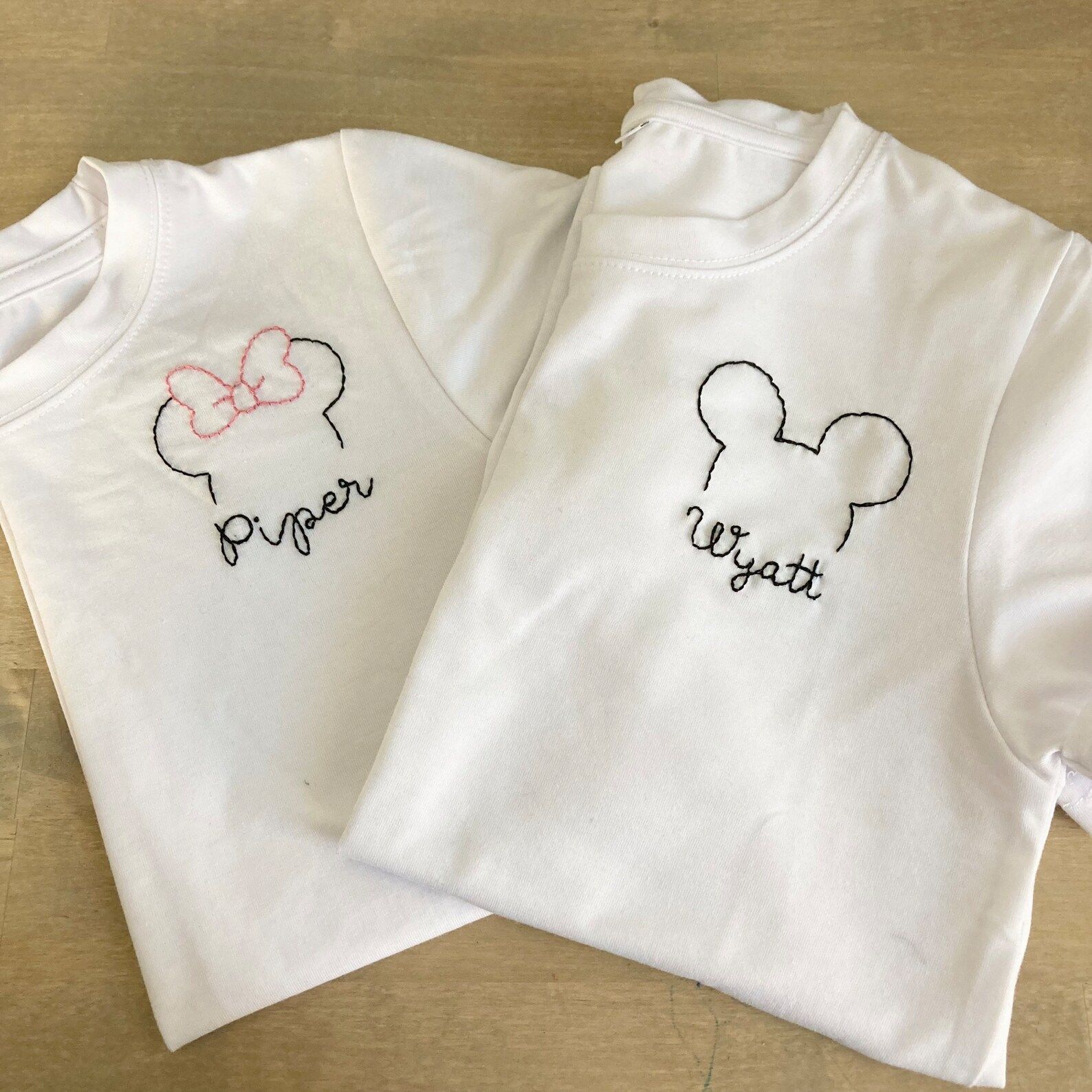 Kids Custom Embroidered Minnie  Mickey T-shirt Personalized - Etsy | Etsy (US)