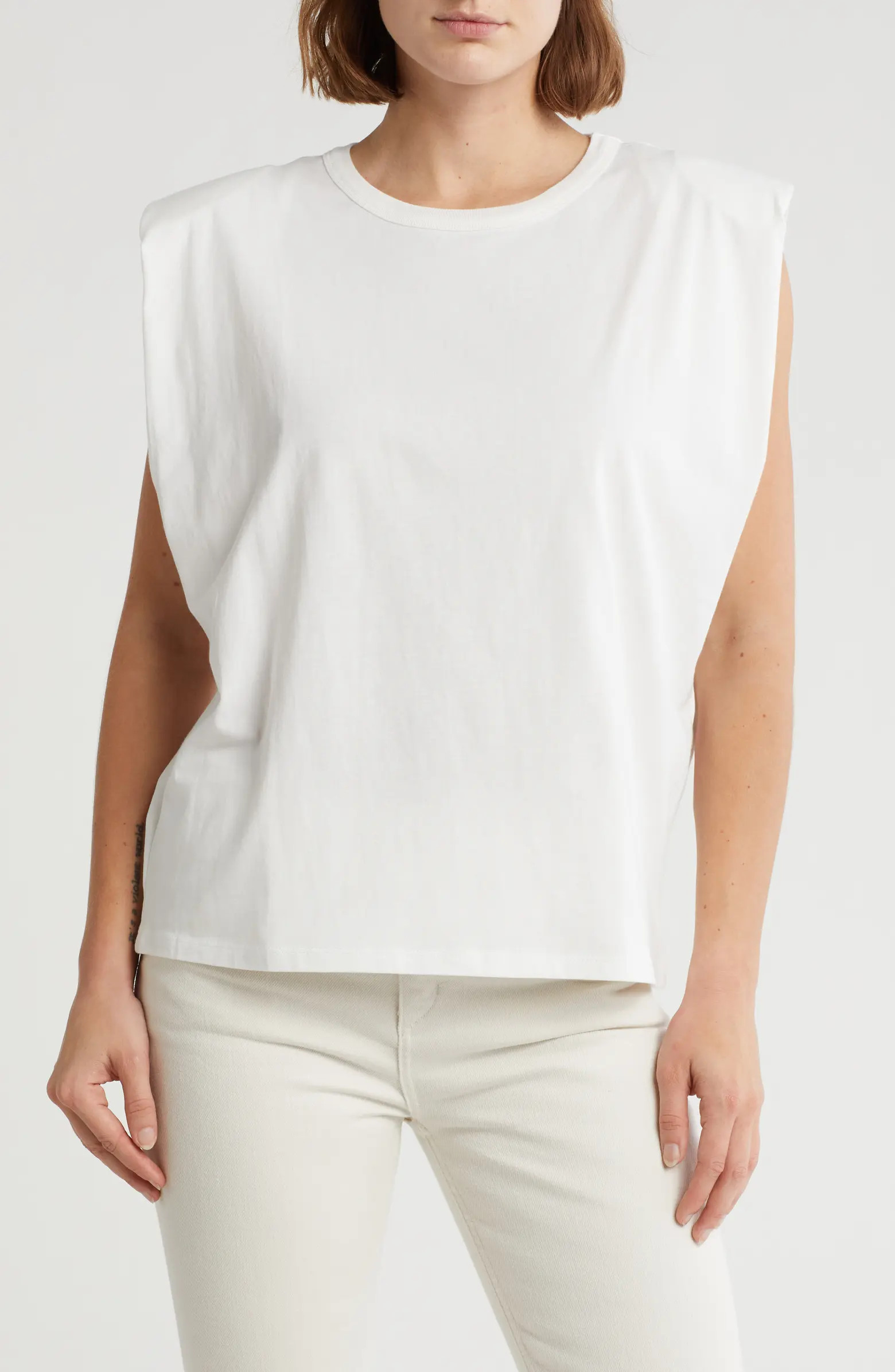 French Connection Shoulder Pad Sleeveless Jersey Tank | Nordstromrack | Nordstrom Rack