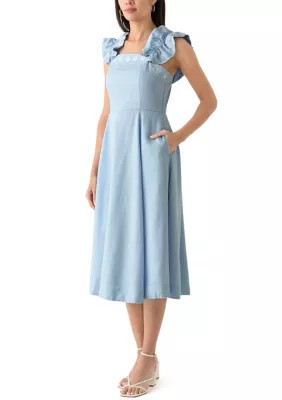 Crown & Ivy™ Women's Sleeveless Embroidered Ruffle Dress | Belk