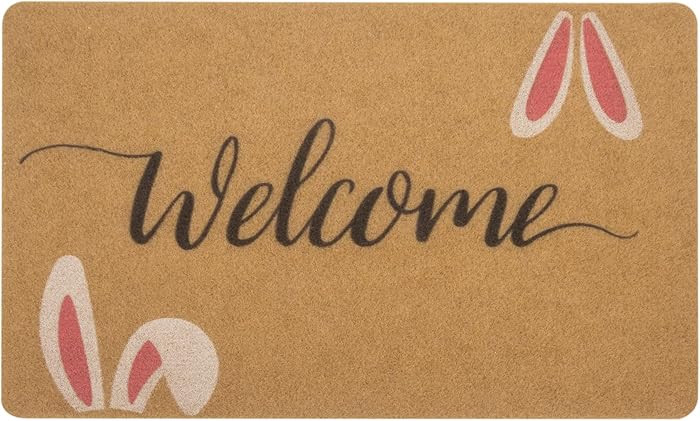 Easter-Decorative-Welcome-Doormat Outdoor-Entrance Easter Bunny Door Mat Non Slip Coir Front Door... | Amazon (US)