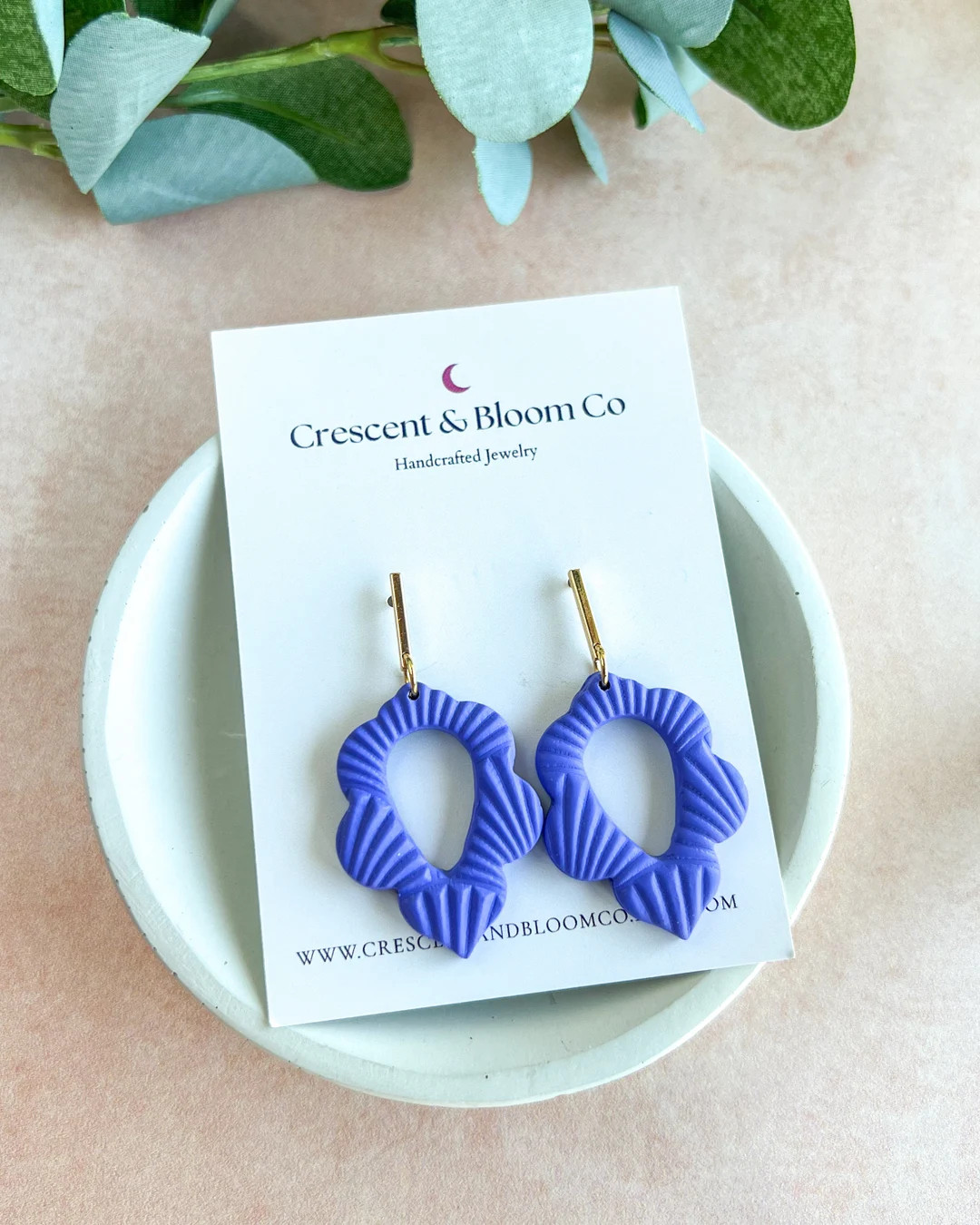 Periwinkle Purple Art Deco Textured Earrings, Polymer Clay Earrings, Spring/summer Accessories - ... | Etsy (US)