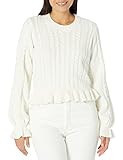 Show Me Your Mumu Women's Ridley Ruffle Sweater, Cream Cable Knit, Medium | Amazon (US)