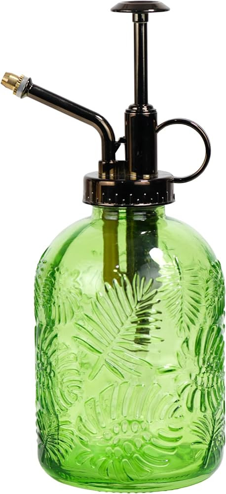 11.8 Ounce Glass Plant Spray Bottle, Glass Leaf Print One Handed Watering Can with Antique Brass ... | Amazon (US)