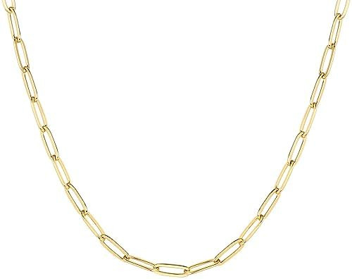 PAVOI 14K Gold Plated Curb Paperclip Box Sphere Bead Snake Herringbone and Figaro Chain Adjustabl... | Amazon (US)