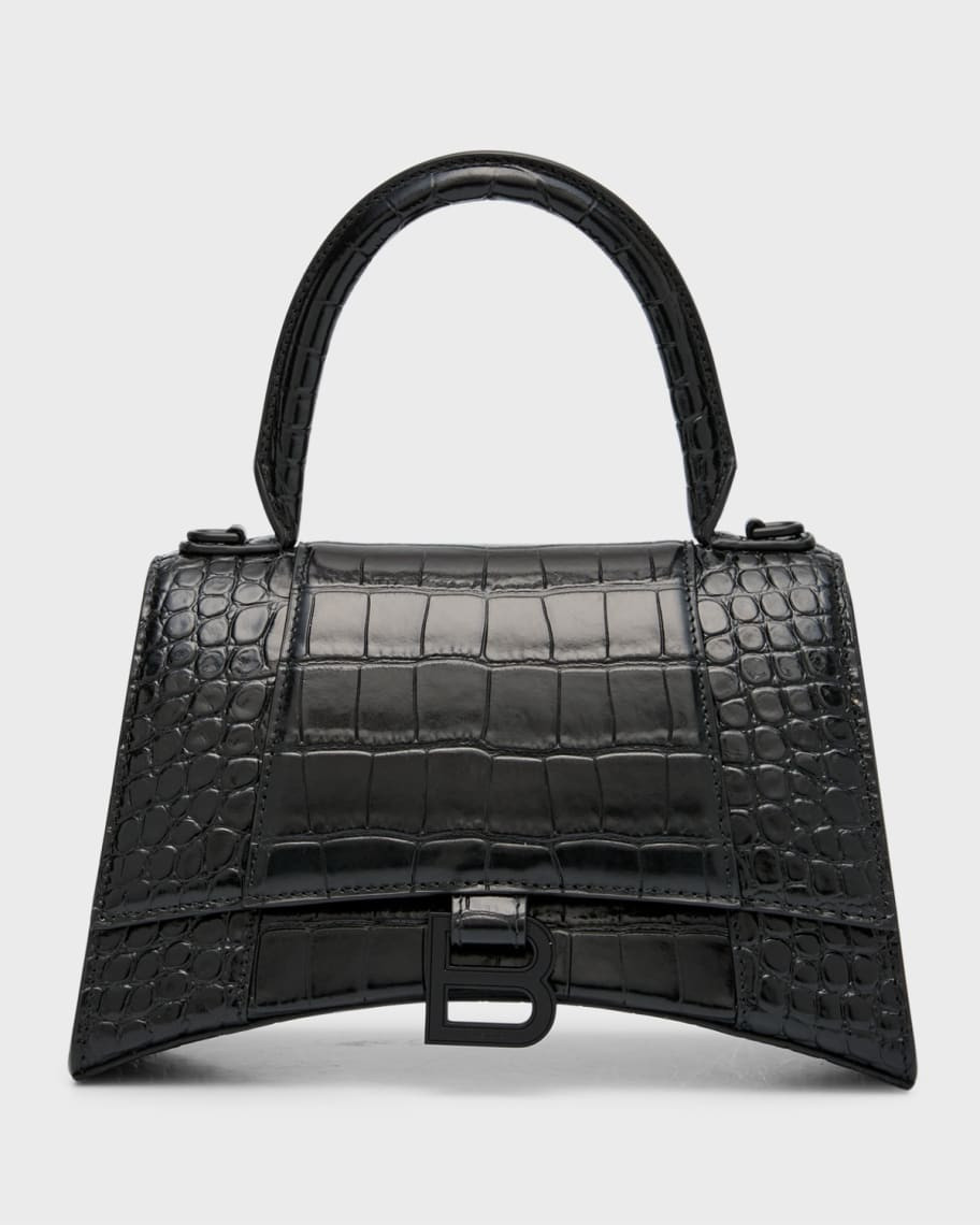 Balenciaga Hourglass Small Crocodile-Embossed Top-Handle Bag | Neiman Marcus