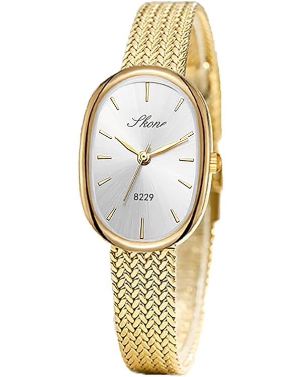 Elegant Oval Gold Watches for Women Easy Reader Watch Fashion Women Stainless Steel Exquisite Wri... | Amazon (US)