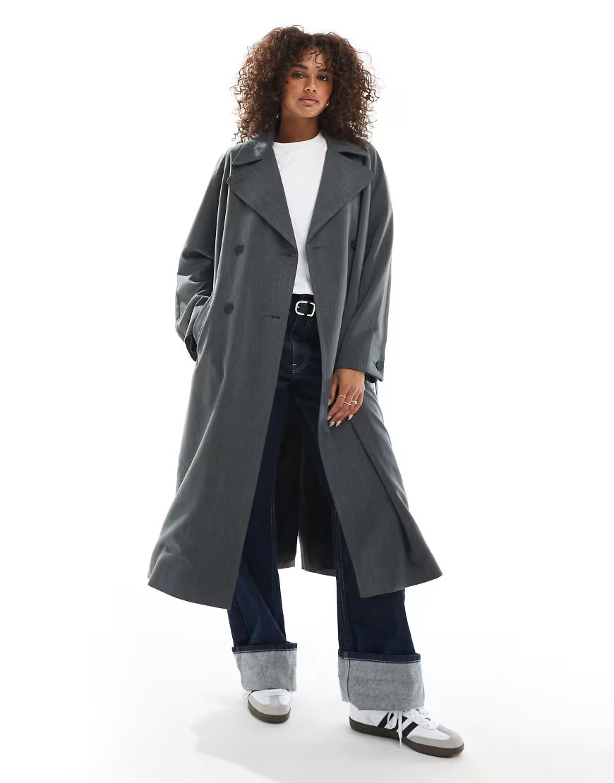 ASOS DESIGN soft tailored trench in charcoal-Grey | ASOS (Global)