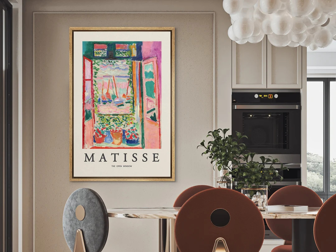 Framed Canvas Wall Art Print The Open Window by Henri Matisse Exhibition Wall Print Mid Century M... | Etsy (US)
