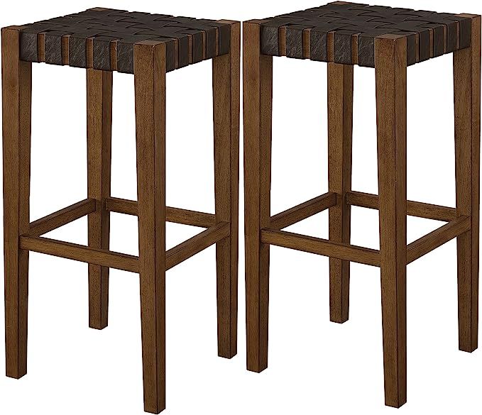 Ball & Cast Kitchen Room Counter Stool 30 Inch Seat Height Brown Set of 2 | Amazon (US)