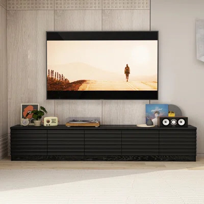 Black TV Stand With Cabinets And 3-Drawers For TVs up to 75'' | Wayfair North America