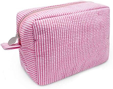 GFU Seersucker Cosmetic Bag, Large Makeup Pouch Travel Toiletry Case with Zipper Closure Seersuck... | Amazon (US)