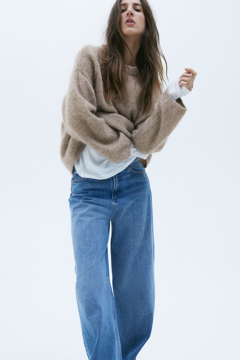 Oversized mohair-blend jumper - Dark blue - Ladies | H&M GB | H&M (UK, MY, IN, SG, PH, TW, HK)