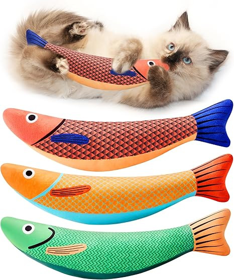 Potaroma Cat Toys Saury Fish, 3 Pack, Catnip Crinkle Sound, Soft and Durable, Interactive Kitten ... | Amazon (US)