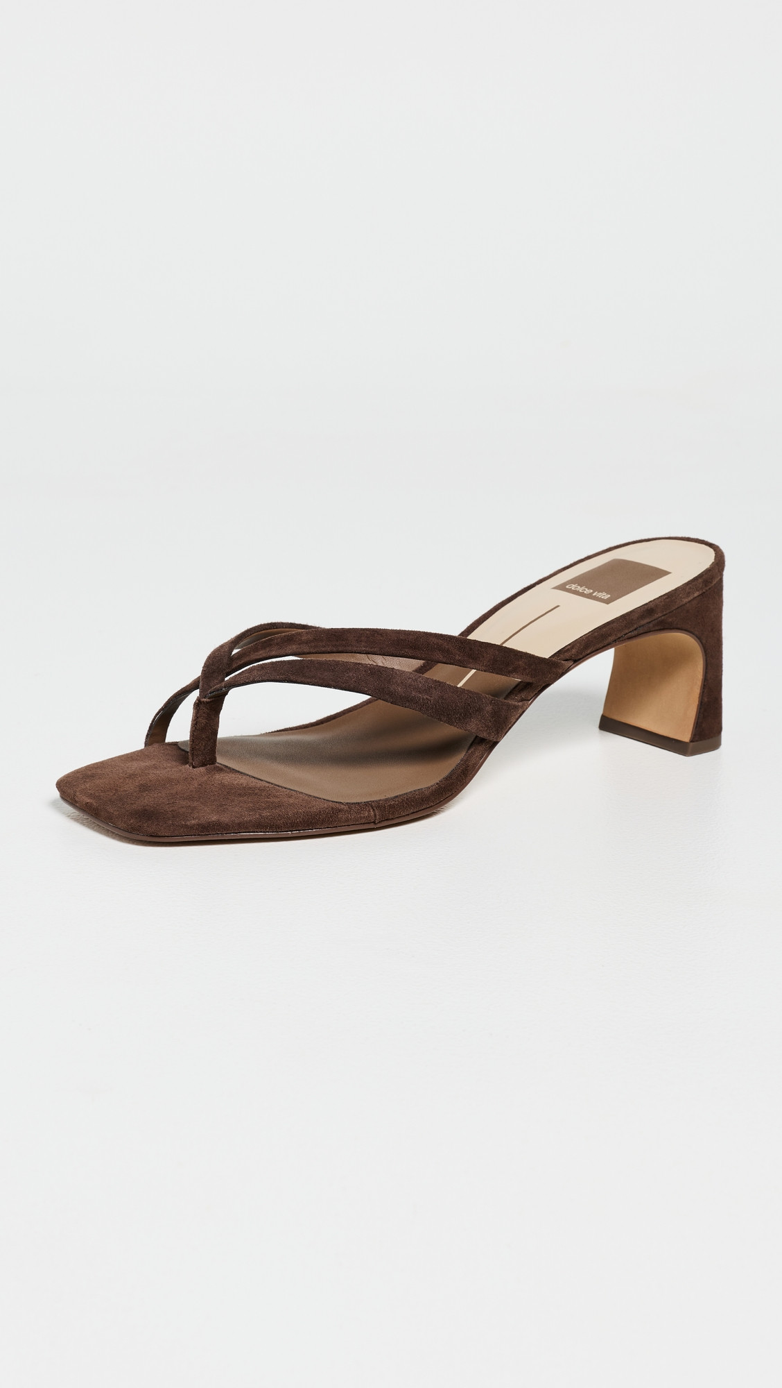 Dolce Vita Gessie Heeled Thong Sandals DK Brown Nubuck 6 | Shopbop