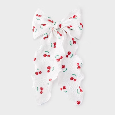 Textured Chiffon Cherry Bow Hair Barrette - Wild Fable™ White | Target