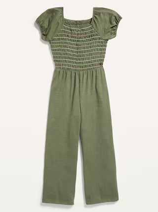 Short-Sleeve Smocked Jumpsuit for Girls | Old Navy (US)