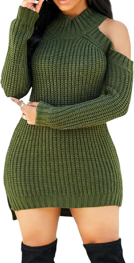 Sweater Dress for Women Elegant Casual Knit Long Sleeve Pullover Sweater Dresses | Amazon (US)