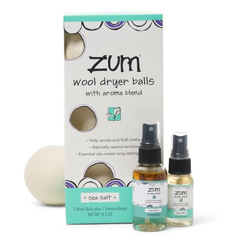 Indigo Wild Zum Laundry Dryer Balls Kit - Wool Laundry Balls for The Dryer - Essential Oil Spray - Reusable Drying Balls for Laundry - Sea Salt - (3 Dryer Balls, 1 Aroma Blend) | Amazon (US)