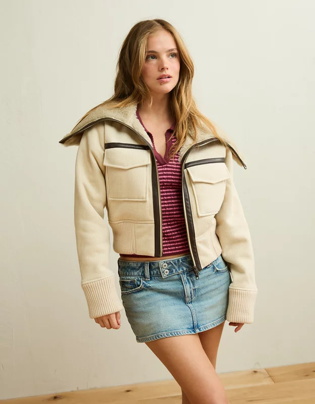 AE Shrunken Corduroy Bomber Jacket | American Eagle Outfitters (US & CA)