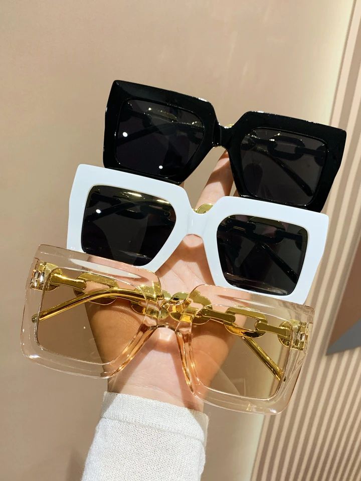 3pairs Women White Square Frame Fashion Glasses | SHEIN