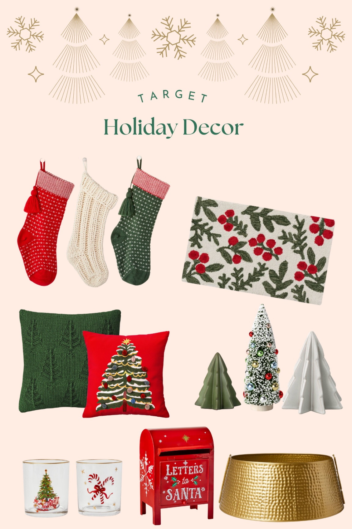 Target red and green Christmas decor! Stockings, pillows, & decorative trees 🌲 

#LTKSeasonal #LTKHoliday #LTKhome