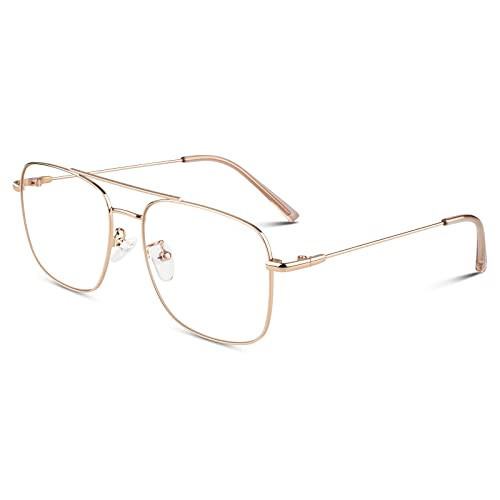 LINVO Fake Glasses Non-Prescription Clear Lens Metal Frame Fashion Eyewear for Women Men | Amazon (US)