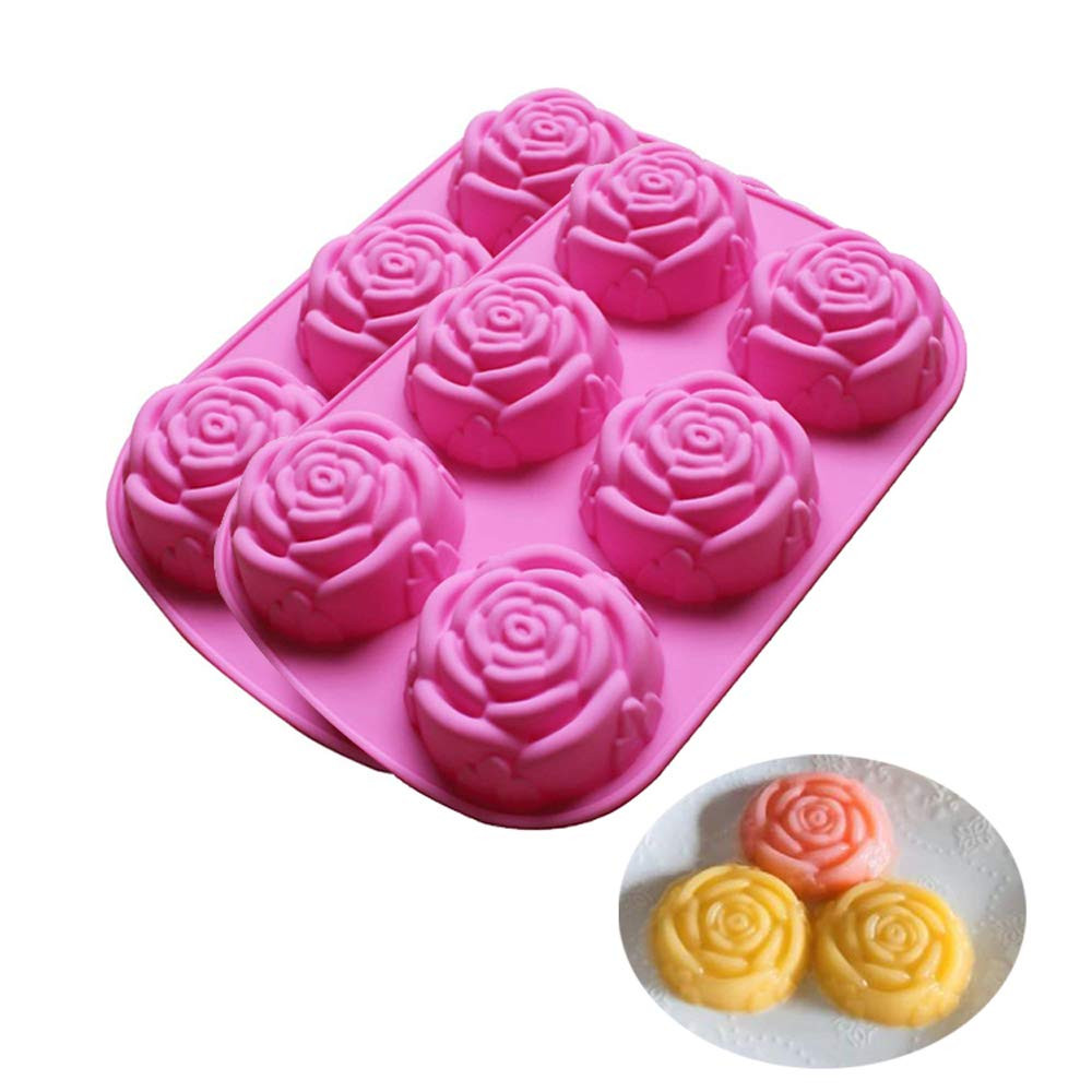 Silicone Mold for Handmade Soap Cake Jelly Pudding Chocolate 6 Cavity Rose Flower Design, Set of ... | Amazon (US)
