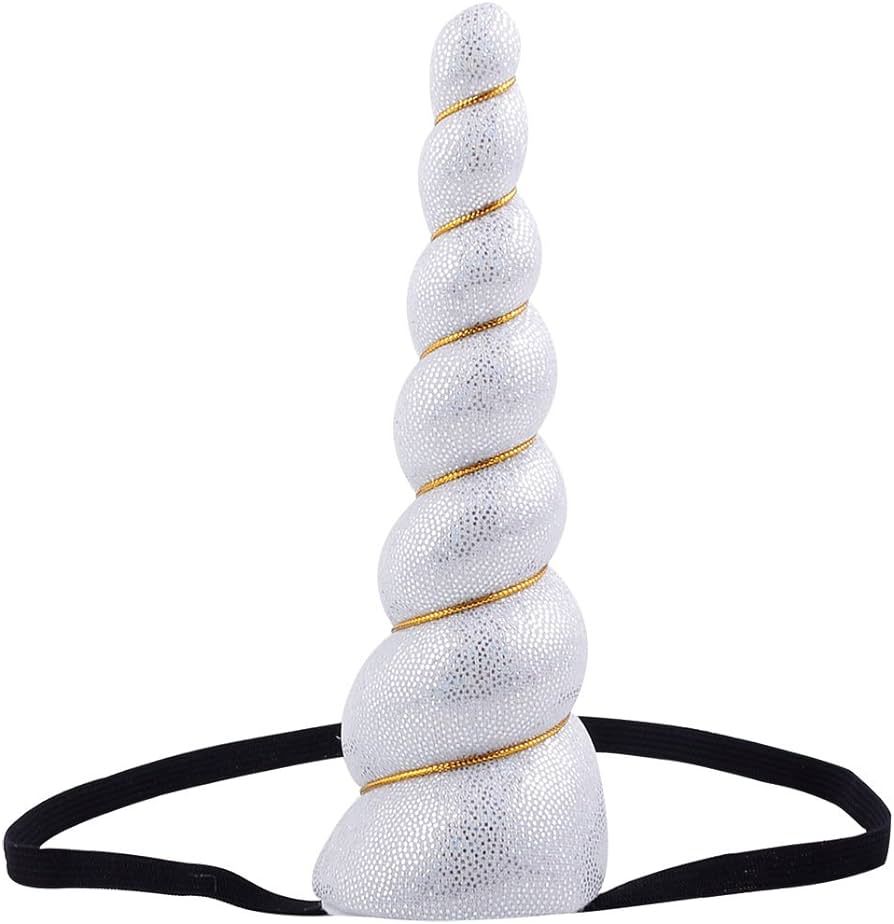 Love Sweety Shiny Unicorn Horn Elastic Headband Cosplay Costume Easter Headpiece (A Shiny Sliver) | Amazon (US)
