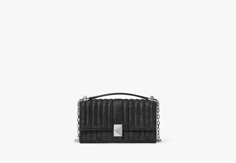 Kate Spade Deco Quilted Glitter Suede Mini Flap Chain Crossbody, Navy | Kate Spade Outlet